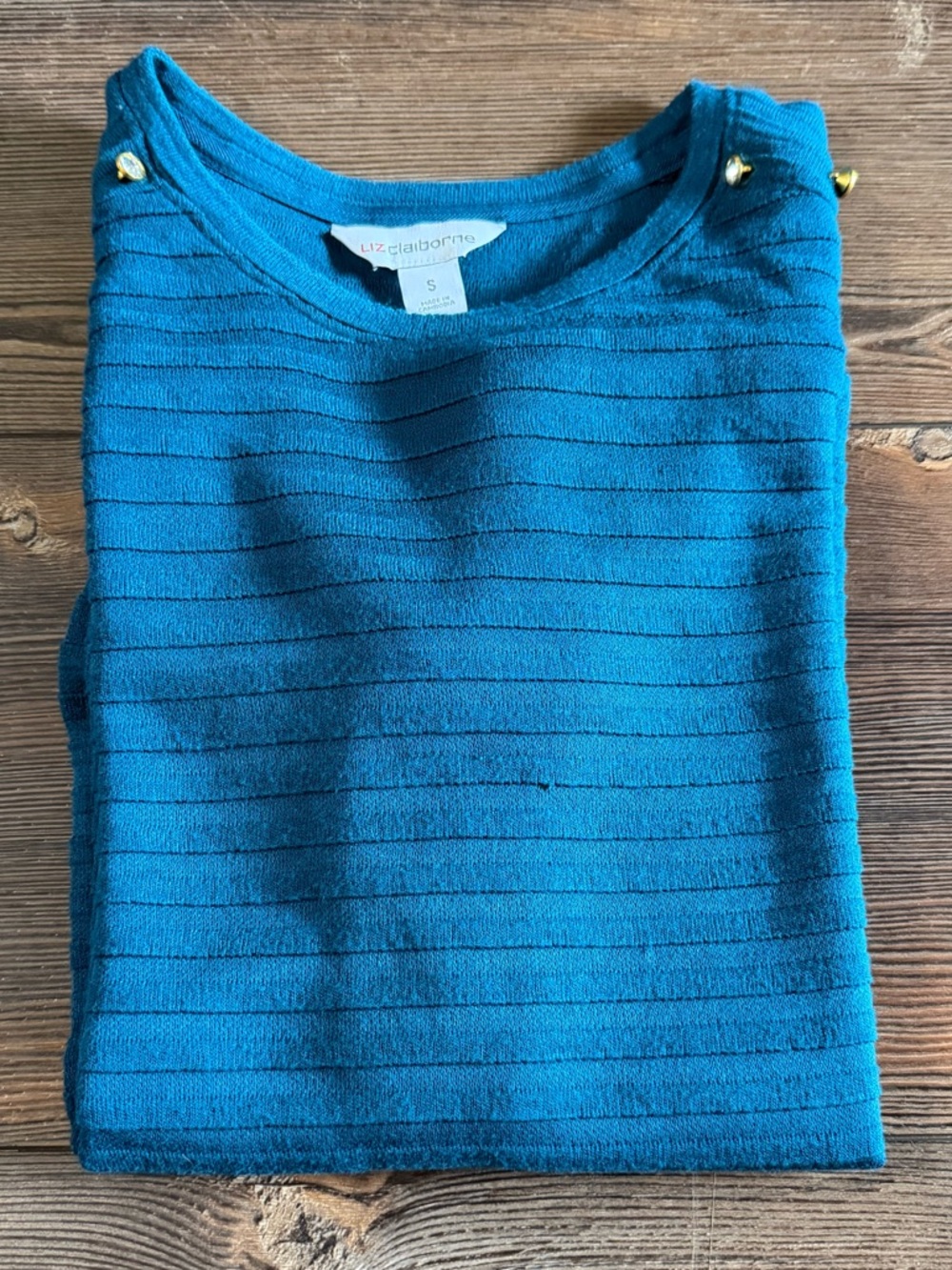 Liz Claiborne Teal Ribbed Sweater - Picture 7 of 7